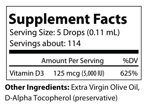 Liquid D3 Ultra – 5,000 IU Vitamin D3 Drops | Immune & Bone Support | 0.43 fl oz