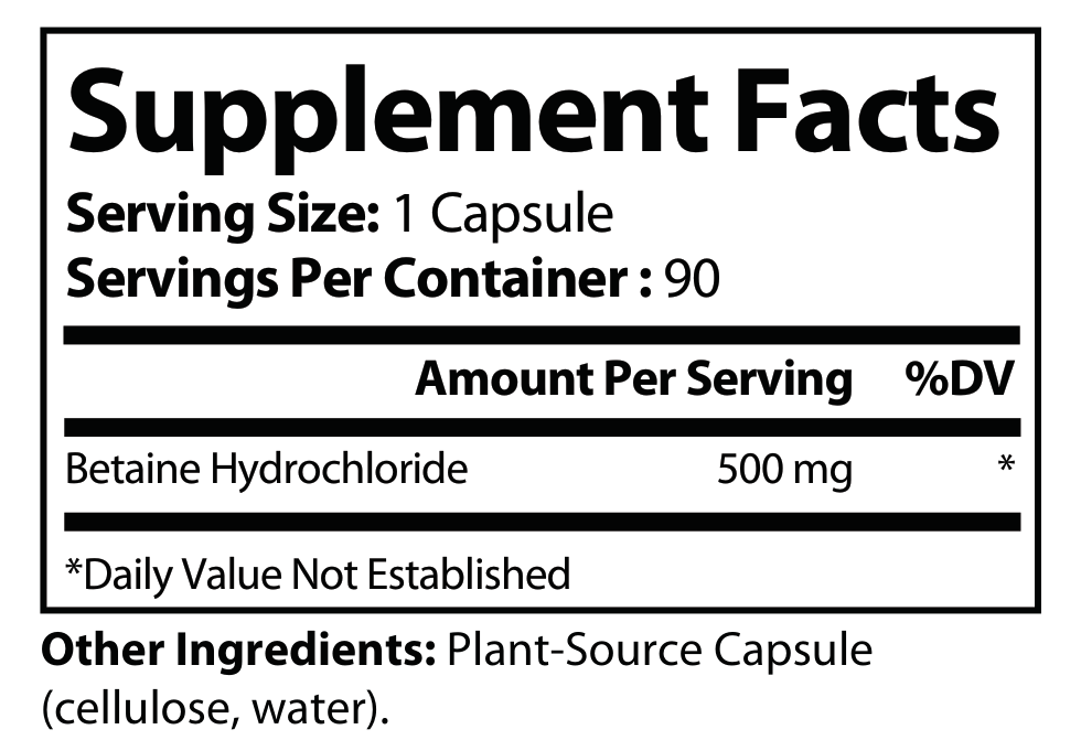 Betaine HCL Plus – Stomach Acid & Digestive Support | Premier Labs USA