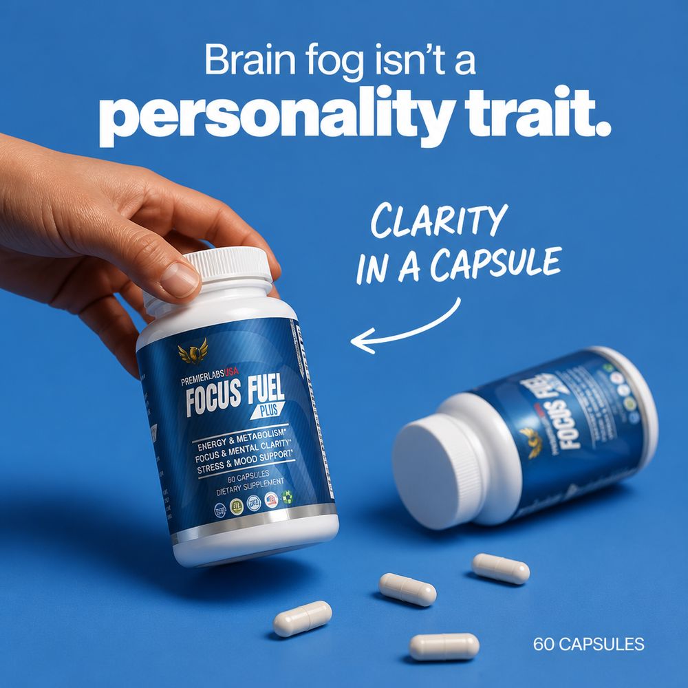 Hand holding a bottle of Focus Fuel Plus